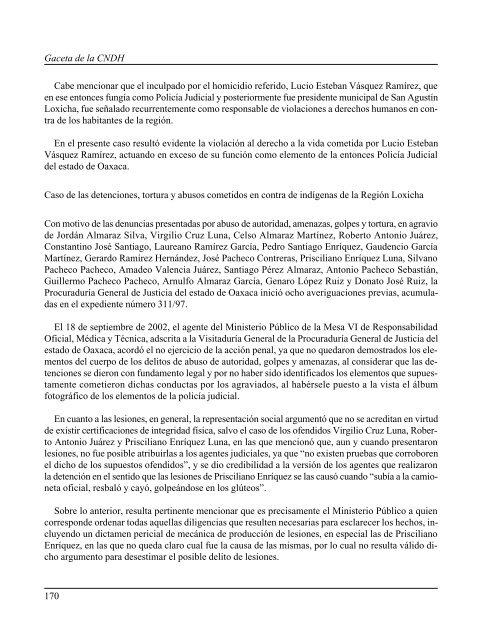 Gaceta NÂ° 150 - ComisiÃ³n Nacional de los Derechos Humanos