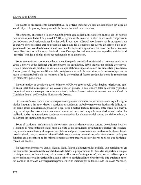 Gaceta NÂ° 150 - ComisiÃ³n Nacional de los Derechos Humanos