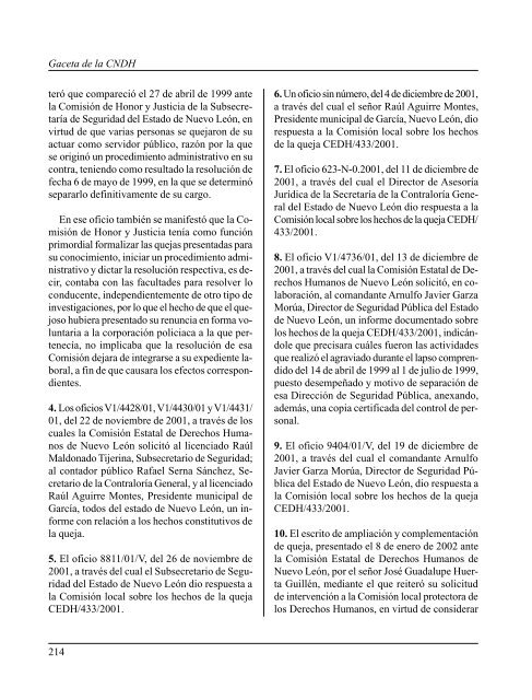 Gaceta NÂ° 150 - ComisiÃ³n Nacional de los Derechos Humanos