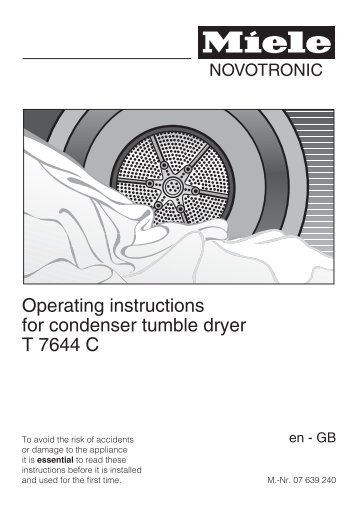 Operating instructions for condenser tumble dryer T 7644 C