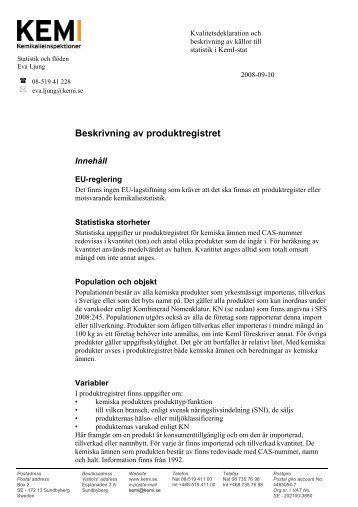 Beskrivning av produktregistret - Kemikalieinspektionen