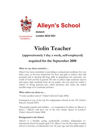 Alleyn's School Violin Teacher