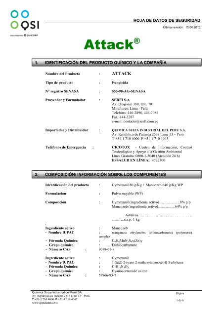 Hoja de Seguridad ATTACK - Qsi