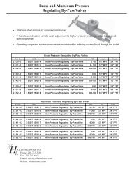 By-Pass and Pressure Relief Valves - WL Hamilton, Marshall MI