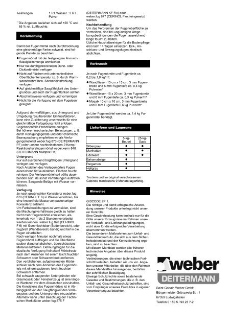 weber.fug 870 (CerinolÃ‚Â® F 6) - Saint-Gobain Weber GmbH