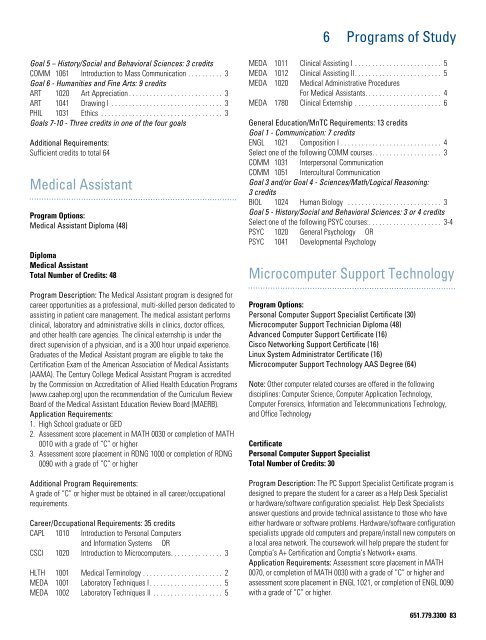 2010-11 Course Catalog - Century College