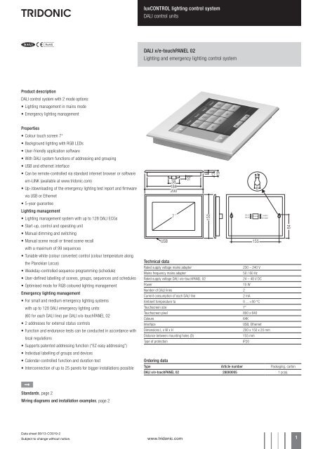 DALI x/e-touchPANEL 02 - Tridonic