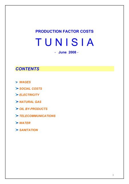 Factor costs brochure - Invest in Tunisia, The Foreign Investment ...