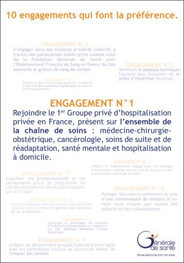 Les 10 engagements qui font la prÃ©fÃ©rence - GÃ©nÃ©rale de SantÃ©