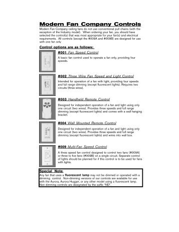 Modern Fan Company Controls