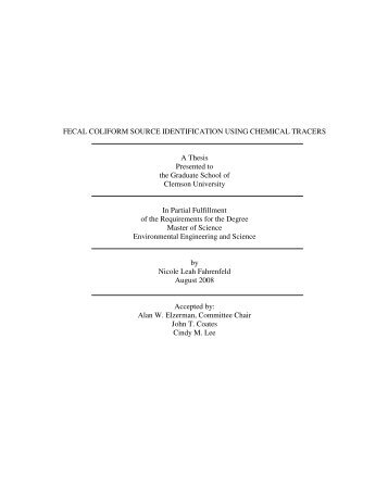 FECAL COLIFORM SOURCE IDENTIFICATION USING CHEMICAL ...