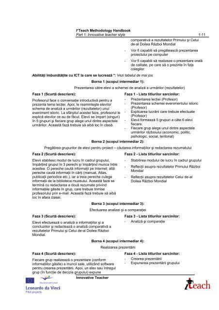 MANUAL DE METODOLOGIE I*TEACH PARTEA 1 - Research at ...