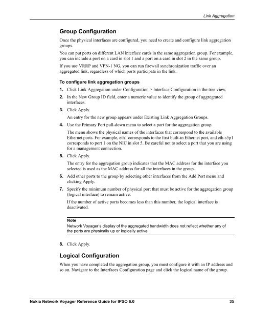 Nokia Network Voyager Reference Guide for IPSO 6.0 - Check Point