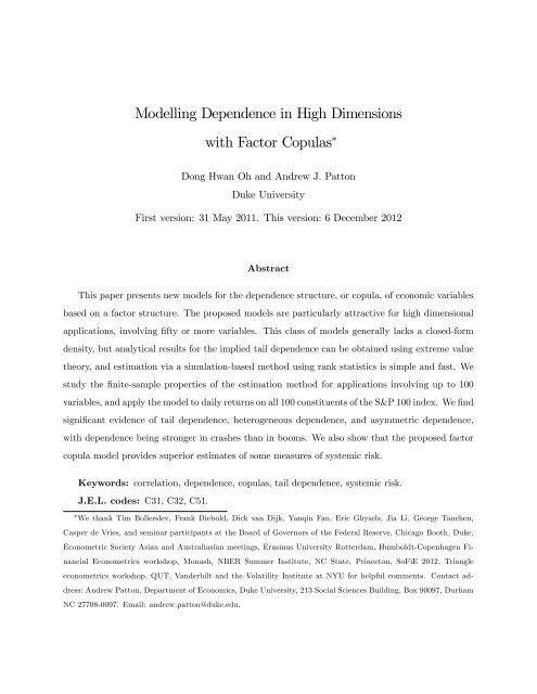 Modelling Dependence in High Dimensions with Factor Copulas"