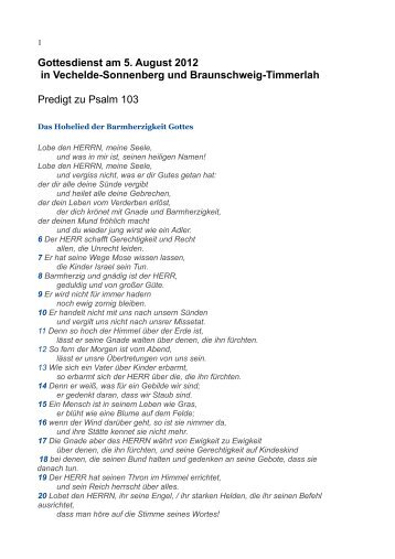 Download Predigt zu Psalm 103 am 5. August 2012 ... - Wilfried Steen