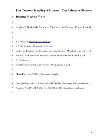 Line transect sampling of primates: which methods work - CREEM ...