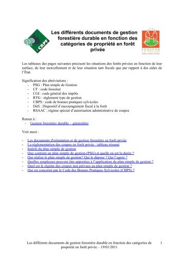 Les diffÃ©rents documents de gestion forestiÃ¨re ... - CRPF Limousin