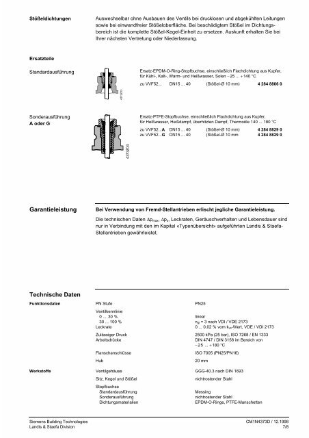 4373 Durchgangsventile mit Flansch, PN25 VVF52... - Siemens ...