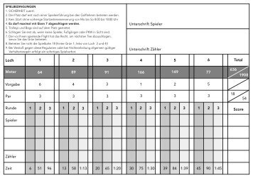 Meter Loch Vorgabe Par Runde Unterschrift Zähler 1 2 3 4 5 6 Total ...