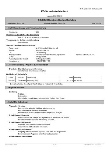 EG-Sicherheitsdatenblatt - Colodur