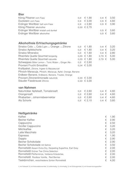 Auszug aus unserer Getränkekarte (PDF ... - Hauptschalthaus