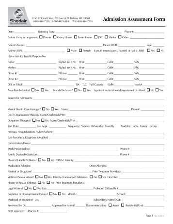 referral form - Shodair Children's Hospital