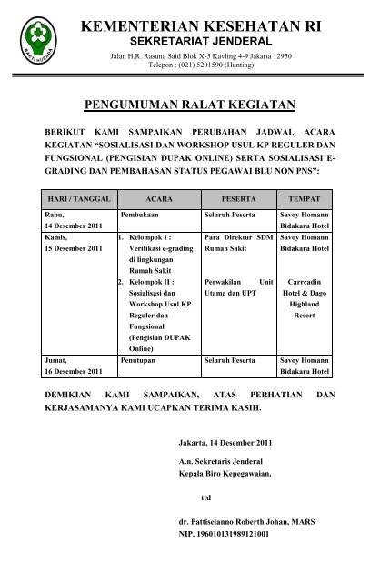 kementerian kesehatan ri sekretariat jenderal - Ropeg Kemenkes