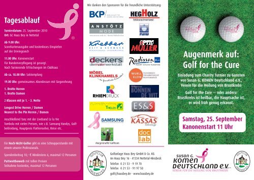 Golf Charity Turnier - Golf for the Cure - Flyer.indd - Golfclub Haus Bey