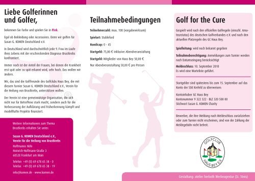 Golf Charity Turnier - Golf for the Cure - Flyer.indd - Golfclub Haus Bey