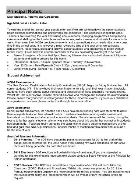 Newsletter - October 2012 - Spotswood College