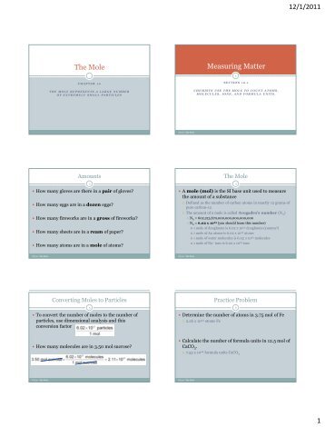 Ch 10 Notes - Honors Chemistry