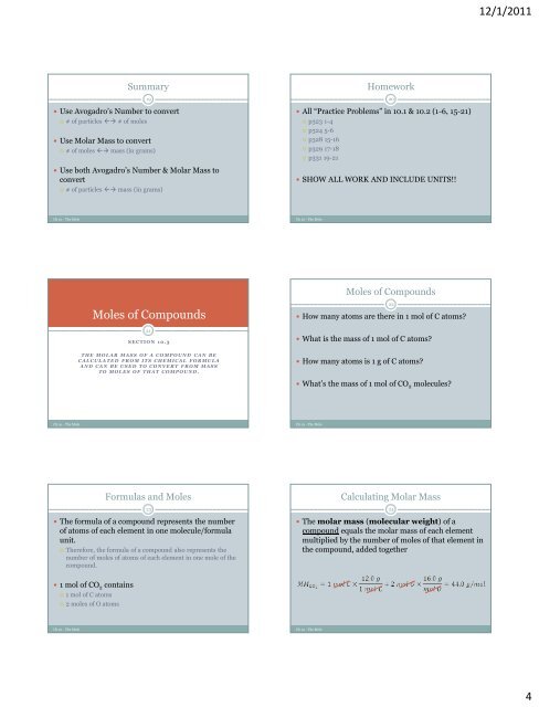 Ch 10 Notes - Honors Chemistry