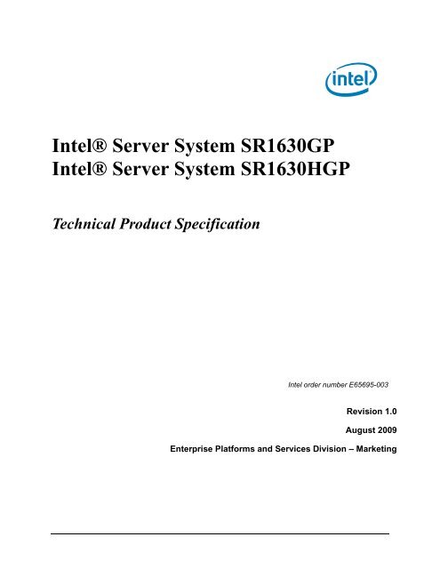 IntelÃ‚Â® Server System SR1630GP IntelÃ‚Â® Server System SR1630HGP ...