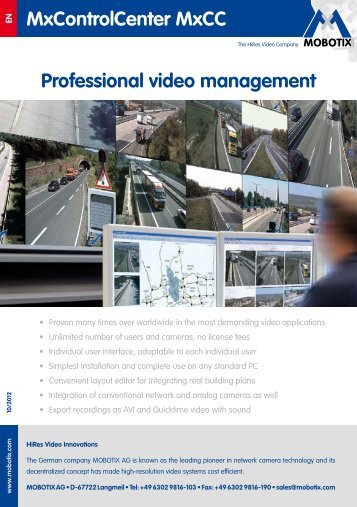 MxControlCenter MxCC Professional video management - Mobotix