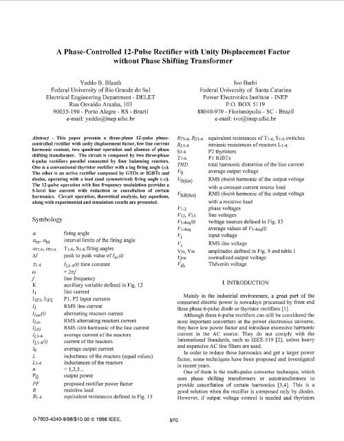 A Phase-Controlled 12-Pulse Rectifier with Unity ... - Ivo Barbi