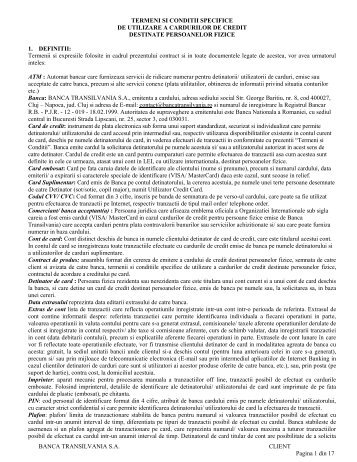BANCA TRANSILVANIA S.A. CLIENT Pagina 1 din 17 TERMENI SI ...