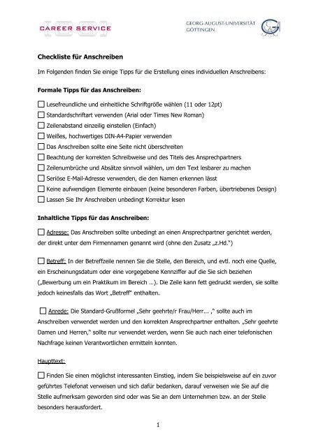 Checkliste fÃ¼r Anschreiben (PDF)