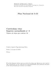 Plan Nacional de I+D CurrÂ´Ä±culum vitae Impreso normalizado n 3