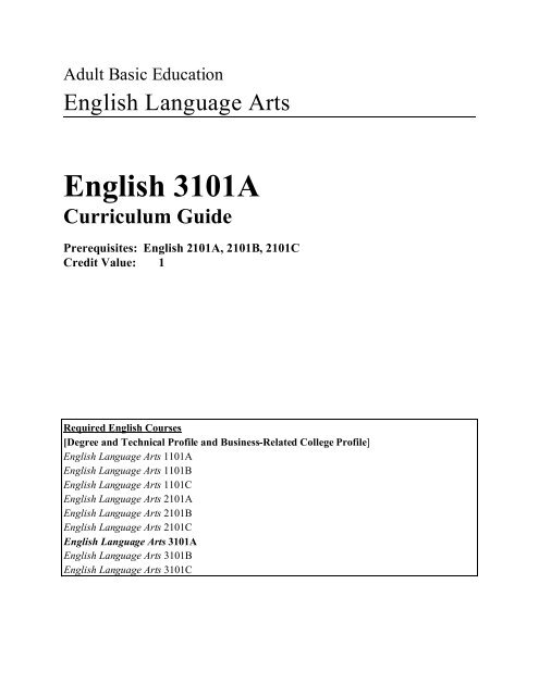 English 3101A - Department of Advanced Education and Skills