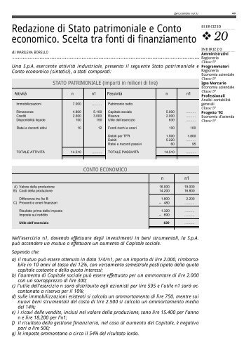 Redazione di Stato patrimoniale e Conto economico. Scelta tra fonti ...