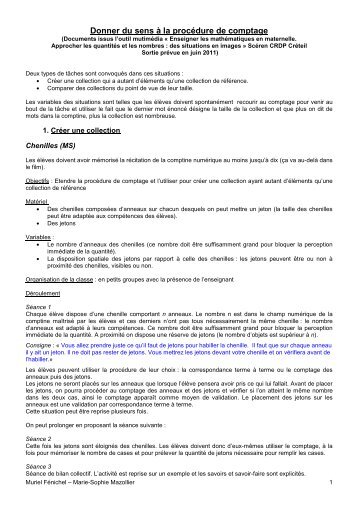 Donner du sens Ã  la procÃ©dure de comptage - IUFM