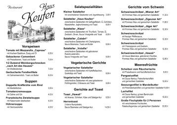 Gerichte auf Toast - Restaurant Haus Keufen