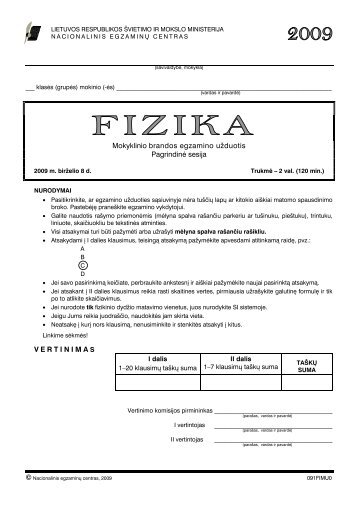 Mokyklinio brandos egzamino uÅ¾duotis PagrindinÄ sesija ...