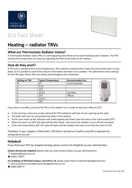 Eco Fact Sheet - University of Oxford