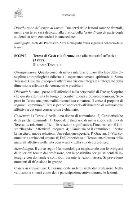 GUIDA ACCADEMICA 2012 - 2013 - Teresianum