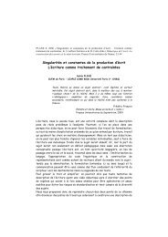 SingularitÃƒÂ©s et constantes de la production d'ÃƒÂ©crit L'ÃƒÂ©criture comme ...