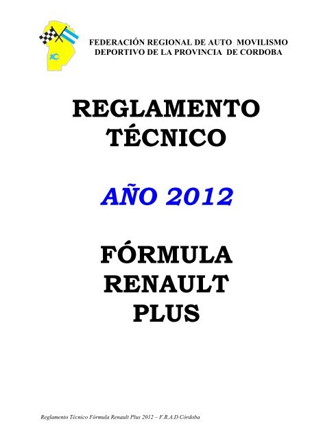 reglamento tÃ©cnico aÃ±o 2012 fÃ³rmula renault plus - FederaciÃ³n ...