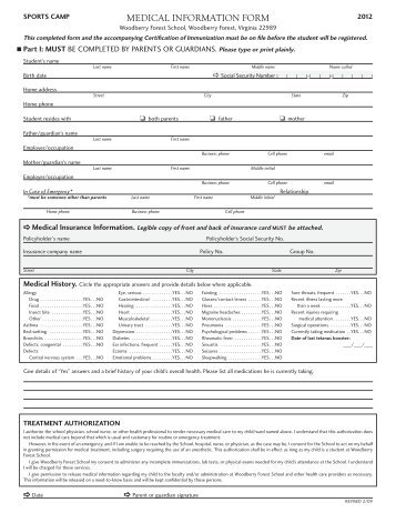 MEDICAL INFORMATION FORM - Woodberry Forest School