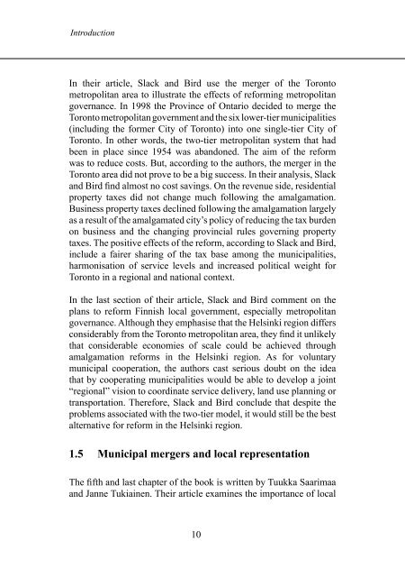 61 Rethinking local government: Essays on municipal reform - VATT