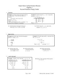 SGUSD Algebra I Semester 2 Study Guide 2009-10